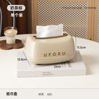 Curved tissue box-milk tea brown