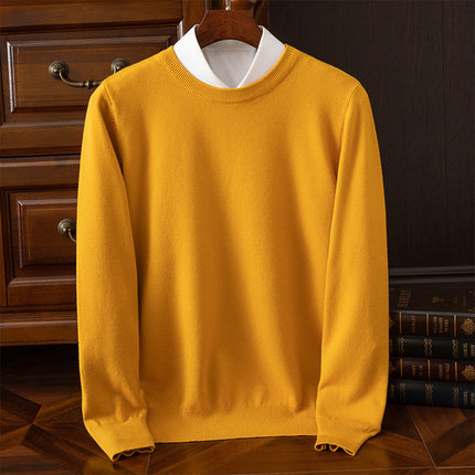 23 Autumn/Winter Wool Sweater Men's Round Neck Sweater Warm Casual Knitted Base Shirt Plus Size Business Gentleman Casual Versatile
