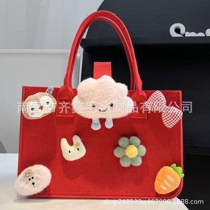 Factory Supplies Trendy Bags for 100-Day Celebrations, Birthday Favors, Cartoon Felt Bags, Student Lunch Box Storage