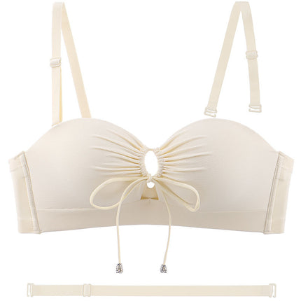 2023 strapless non-slip latex underwear live broadcast delivery halter invisible push up small chest Palm bra foreign trade