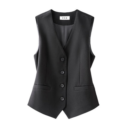 Women's Suit Vest Layered Vest 2026 Spring and Autumn Sleeveless Commuter Style Elegant Black Slim-Fit Versatile Vest