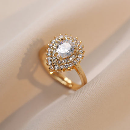 Ring for Women, Heart-Shaped Zircon Open Ring, Sweet Niche Design, Fashionable Index Finger Ring, Trendy Adjustable Ring