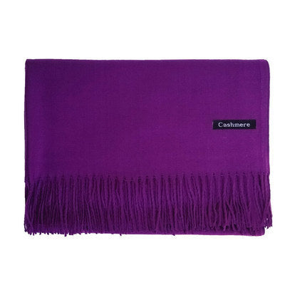 High-End Warm Imitation Cashmere Scarf for Women in Autumn and Winter Pure Color Elegant Versatile Tassel Shawl Fashionable Outer Dual-Purpose Scarf