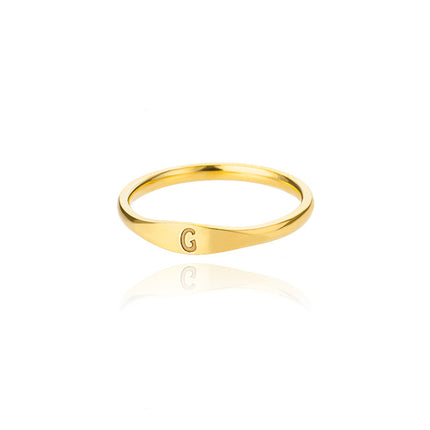 Cross-border 26 English Letter Ring Stainless Steel high quality Niche Design Light Luxury Opening Female Ring Food Ring