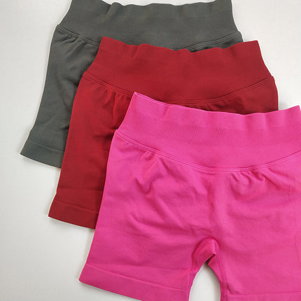 European and American New Seamless Peach Hip Yoga Shorts High Waist Belly Tight Sports Tight Pants Outer Wear Fitness Shorts