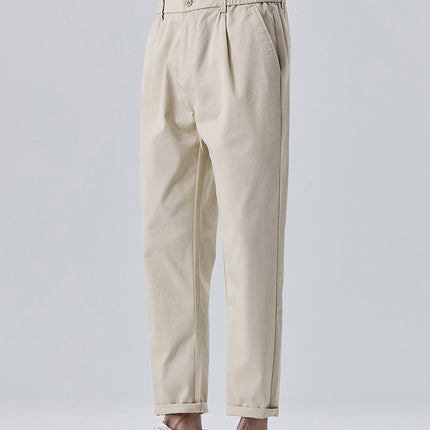 Spring and Summer Thin Tapered Light Business Casual Pants for Men, Stretchy Versatile Cropped Pants for Men