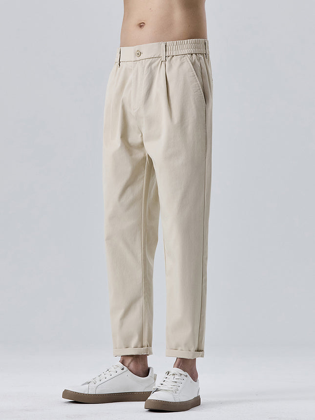 Spring and Summer Thin Tapered Light Business Casual Pants for Men, Stretchy Versatile Cropped Pants for Men