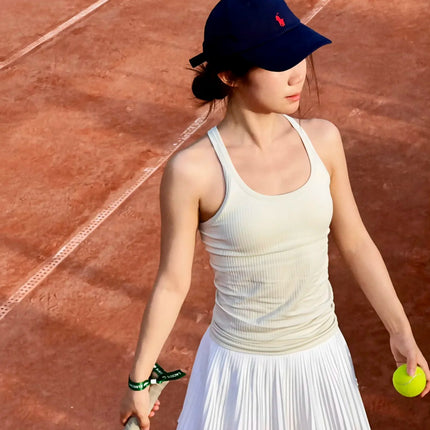 ♔ Summer Women's Accordion Pleated High-Waisted Versatile Tennis Skirt for Outdoor Sports, Slimming, Leg-Lengthening, Elegant, Non-Slip