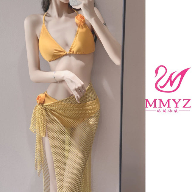 2026 New Bikini Hot Girl Bikini Set for Beach Vacation Photoshoot Hot Spring Three-Piece Strap Swimsuit for Women