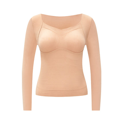 8869 Plus Size Warm Autumn and Winter New Style Seamless Bottoming Shirt Women's Slimming Look Top with Chest Pad Thickeneded Long-Sleeved Intimates