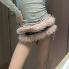 Imitation fur sweet pink fur belt with air holes / 110cm