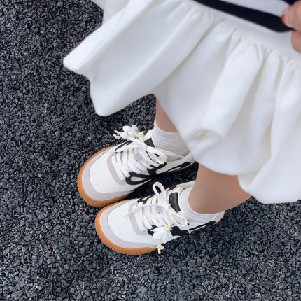 Genuine Leather Moral Training Shoes for Women 2025 Autum New Versatile Color Matching Ugly Big Toe Shoes Casual Sports Shoes Thick-Soled Sneakers