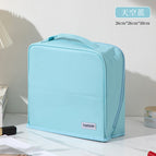 Sky blue - large upgraded eco-friendly crosshatch pattern travel suitcase pencil case makeup bag