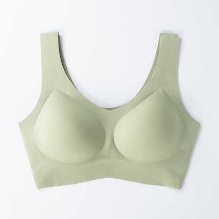 Japanese bra seamless women's underwear latex pad beauty vest sports thin sleep bra ice silk bra gathered