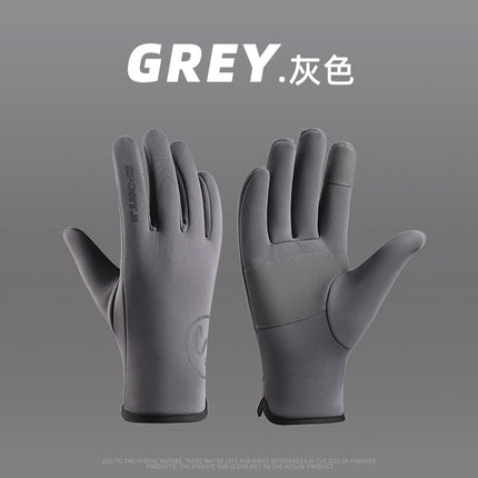 New Cycling Gloves Men's Winter Outdoor Sports Running Waterproof Anti-Slip Touch Screen Plus Velvet Warm Cross-Border Gloves