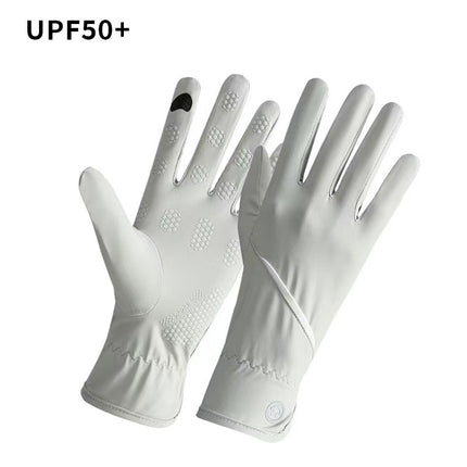 Ice Silk Sun Protection Gloves for Women, Thin Style, Breathable, Non-Slip, Suitable for Driving and Electric Vehicles, Uv Protection, Two-Finger Exposed Design, Touchscreen Compatible