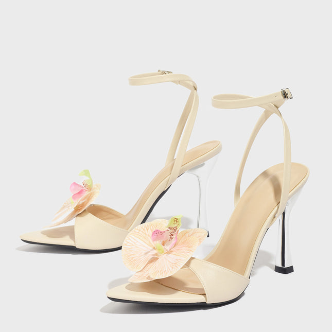 Factory Direct Sales Export Original Order Stereo Colorful Butterfly Mirror Snake Pattern Blue Women's High-Heeled Sandals