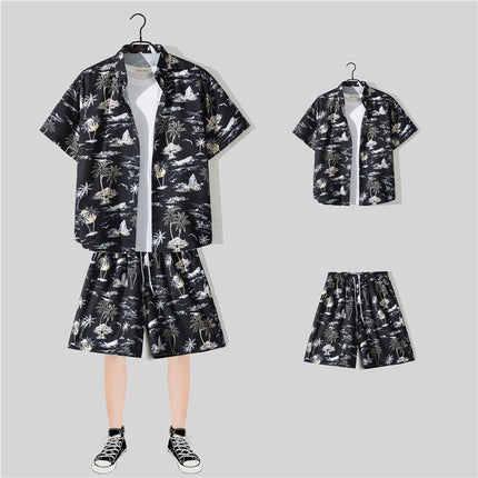 Short-sleeved Flower Shirt Hainan Island Clothing Beach Clothing Sanya Summer Weifeng Thailand Travel Men's Couple Summer Thin suit