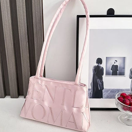 Thai Trendy Cross-Border Niche Design Satin Letter Embroidery Magnetic Buckle Handbag Versatile Crossbody Bag