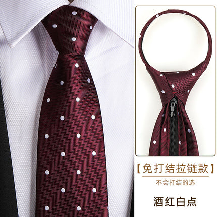 Dress Business Tie Men's and Women's Groom Wedding Black Zipper Korean Narrow No Lazy Striped Bow Tie Plaid