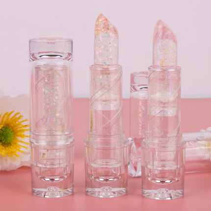 3Color Glitter Color-Changing Lip Balm,Anti-Drying and Long-Lasting Moisturizing Lip Oil, Moisturizing Jelly Lipstick Makeup