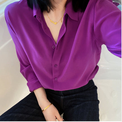 Fashionable New Color Early Autumn Style Apple Green French Elegant Simple Elegant Classic Imitation Imitation Silk Long-Sleeved Lining