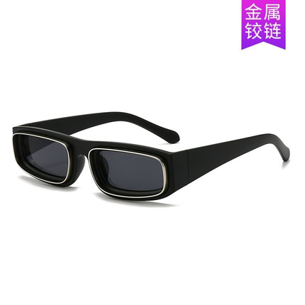 New European and American Fashion Versatile Sunglasses Trendy Square Frame Textured Metal Ring Sunglasses Cross-Border Anti-Uv Sunglasses