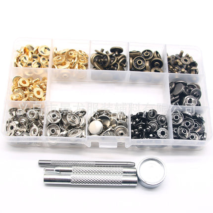 For cross-border 12.5mm metal copper snap button + installation tool set 633 snap button clothing button
