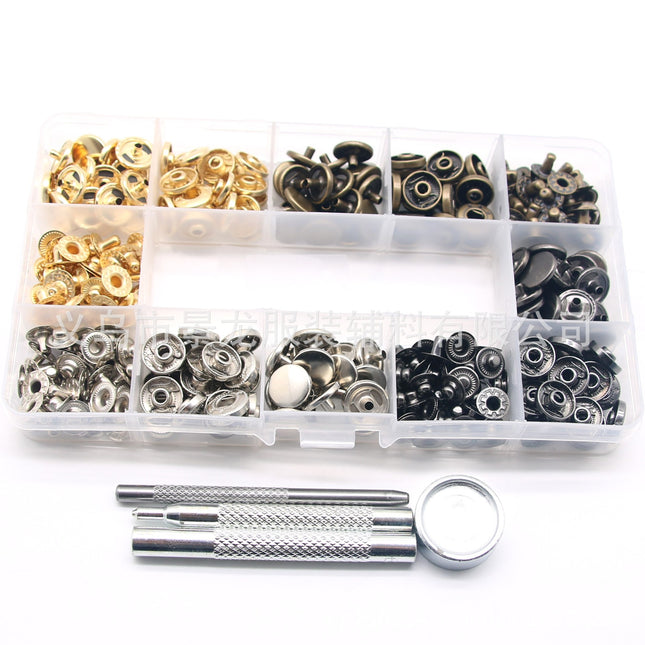 For cross-border 12.5mm metal copper snap button + installation tool set 633 snap button clothing button