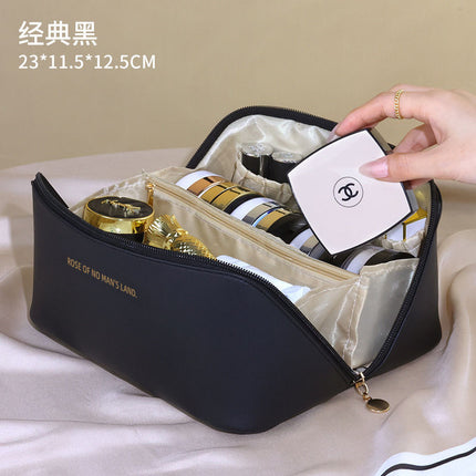 New Large Cosmetic Bag, Large Capacity, Portable, Multi-Functional Travel Double-Pull Pillow Bag, High-Looking Waterproof Storage Bag