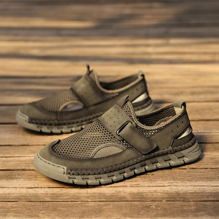Spring and Summer New Products Cross-Border Hot-Selling Large Size Men's Mesh Shoes Outdoor Handmade Genuine Leather Casual Mesh Men's Sandals