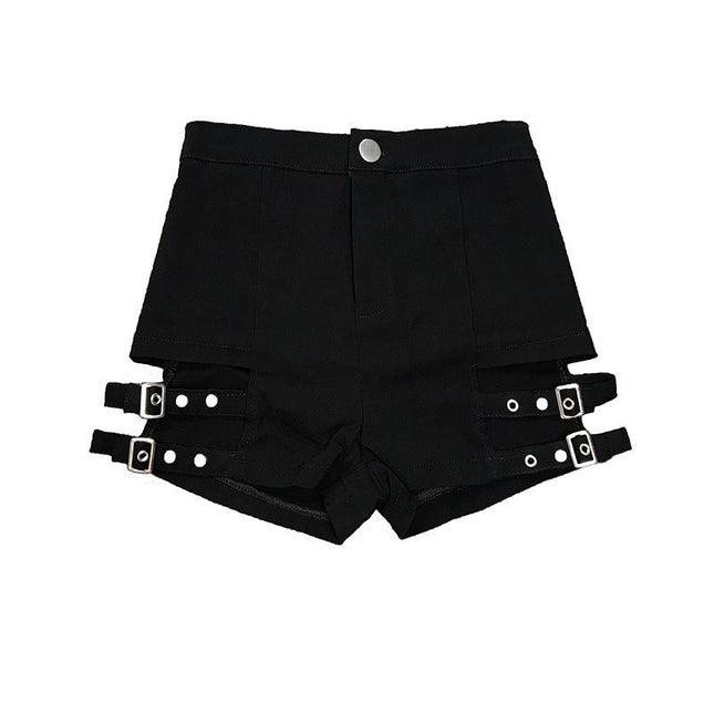 Hot Girl Summer Punk Style Singing Shorts Women's Jazz Dance Black Motorcycle High Waist Steel Pipe Elastic Hip Hot Pants