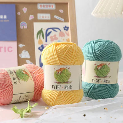 Combed Four-Strand Milk Cotton Medium Thick Wool Ball Wholesale Doll Scarf Thread Hand-Knitted DIY Crochet Material Package