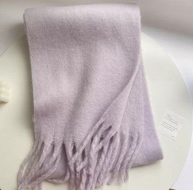 Solid Color Thickened Long Scarf Women's 2024 Autumn and Winter New Korean Style Winter Students All-match Shawl Scarf Pink