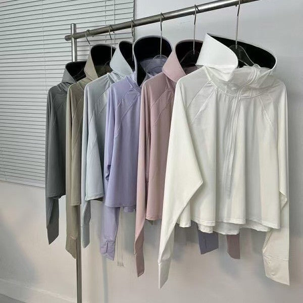 Black Gel Ice Silk Cardigan Summer Women's 2025 New Hooded UV-resistant Sunshade Lightweight Breathable Sunscreen Clothing
