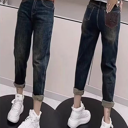 Pear-Shaped Figure Harlan Jeans Women's Autumn and Winter plus size Fat Sister mm High Waist Slimming Stretch Cropped Pants