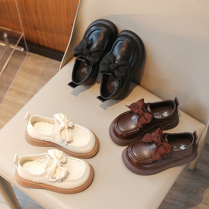 Girls' leather shoes autumn 2024 new children's shoes bean shoes little girl princess western style performance shoes wholesale