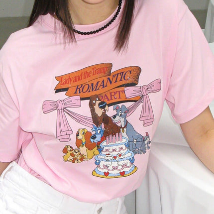 in stock 24 New South Korea Designer Trendy Brand 24 Summer Loose Loose Cute Puppy Short Sleeve Printed T-Shirt Loose Women's Top