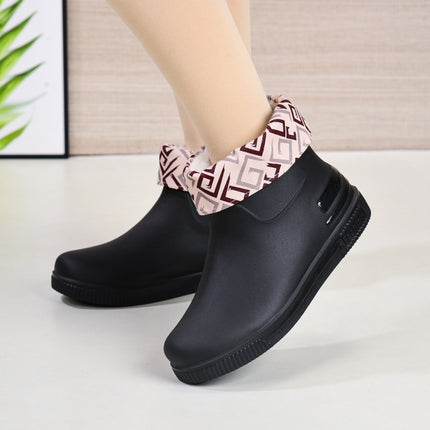 Cross-Border Hot-Selling Women's Rain Boots, Women's Short Outer Water Shoes, Warm Low-Cut Rain Boots, Waterproof Boots, Rubber Shoes, Overshoes Wholesale