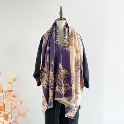 Sweet and Cute Rabbit Garden Double-Sided Jacquard Scarf for Girls Winter Thickeneded Shawl Korean Style Student Warm Scarf