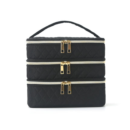 Feihong Cross-Border Three-Layer Cosmetic Bag Large Capacity High-Value Portable Toiletry Bag Portable Travel Makeup Storage Bag
