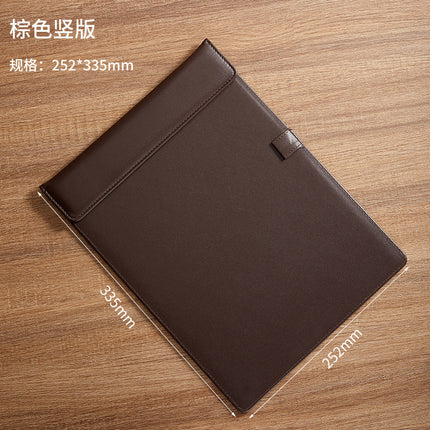 High-End Leather Hotel A4 Writing Board with Magnetic Buckle, Leather Coaster, Folder, Signing Document Board, Can Be Printed with Logo