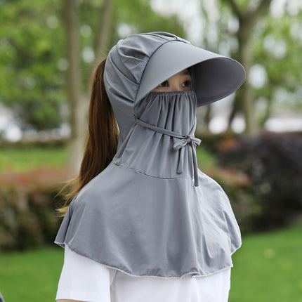 Spring and Summer Sunscreen Mask Neck Protection Integrated Hat Women's Sunshade Hat Outdoor Tea Picking Work Face Covering UV Protection