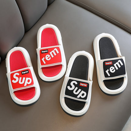 Letter sup drooping home slippers men's and women's summer indoor non-slip deodorant soft bottom Bath sandals