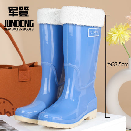 New Cross-Border Fashion Women Rain Shoes High Tube Women's Rain Boots Non-Slip Waterproof Pvc Warm Water Shoes