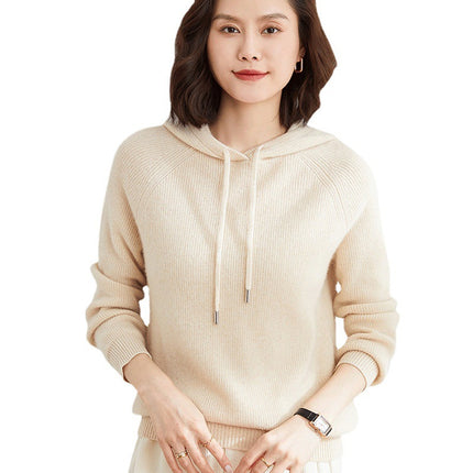 Hooded Knit Sweater for Women 2025 Autumn and Winter New Loose Cable Knit Hooded Sweatshirt Thickened Casual Sweater Base Layer