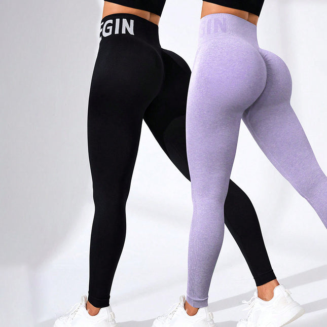 Two-Pack Cross-Border Seamless Peach Butt High-Waisted Yoga Leggings, Butt-Lifting Tight-Fitting Sports Outdoor Fitness Pants for Women