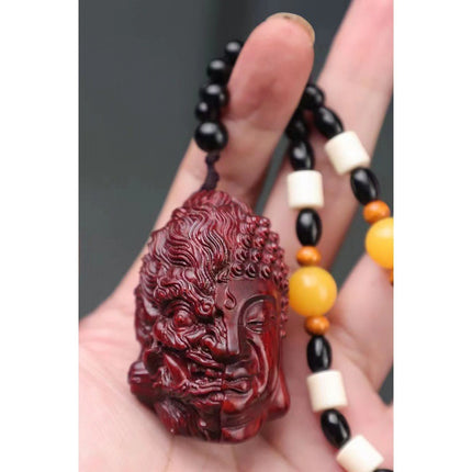 Lobular red sandalwood wood carving handle piece fortune pendant brave play piece text wealth pendant wood text play crafts