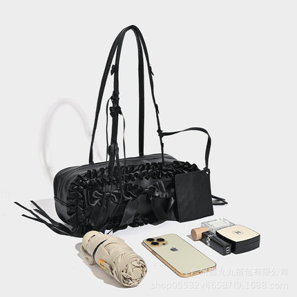 Bow Underarm Bag Tote Bag Morning Eight Commuter Bag 2024 New Pleated Portable Shoulder Bag Boston Bag
