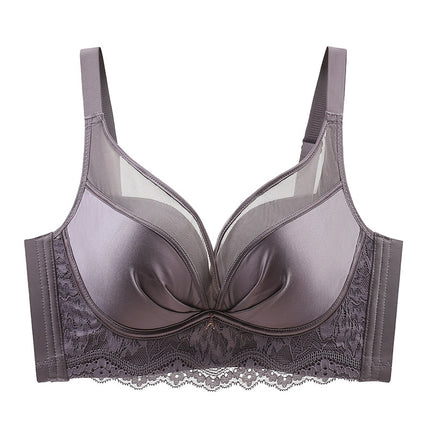 Seamless Satin Mesh Underwear Women's Medium Thick Small Chest Large Gathered Accessory Breast Anti-Sagging Non-Rim Bra